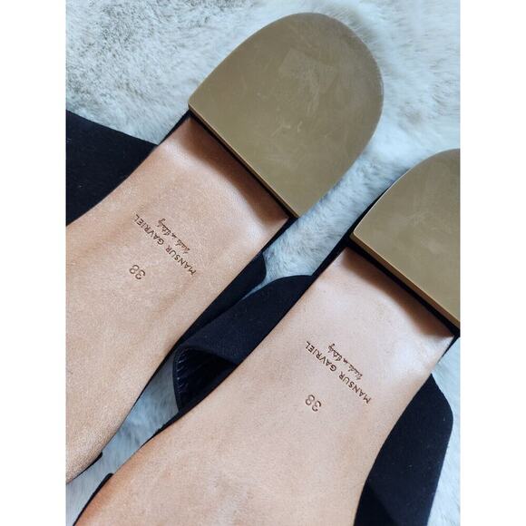 Defect New Mansur Gavriel Suede Double Strap Flat Sandal Size 38 Black - Picture 9 of 9